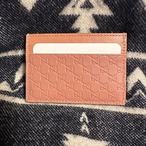 Gucci card case pink leather